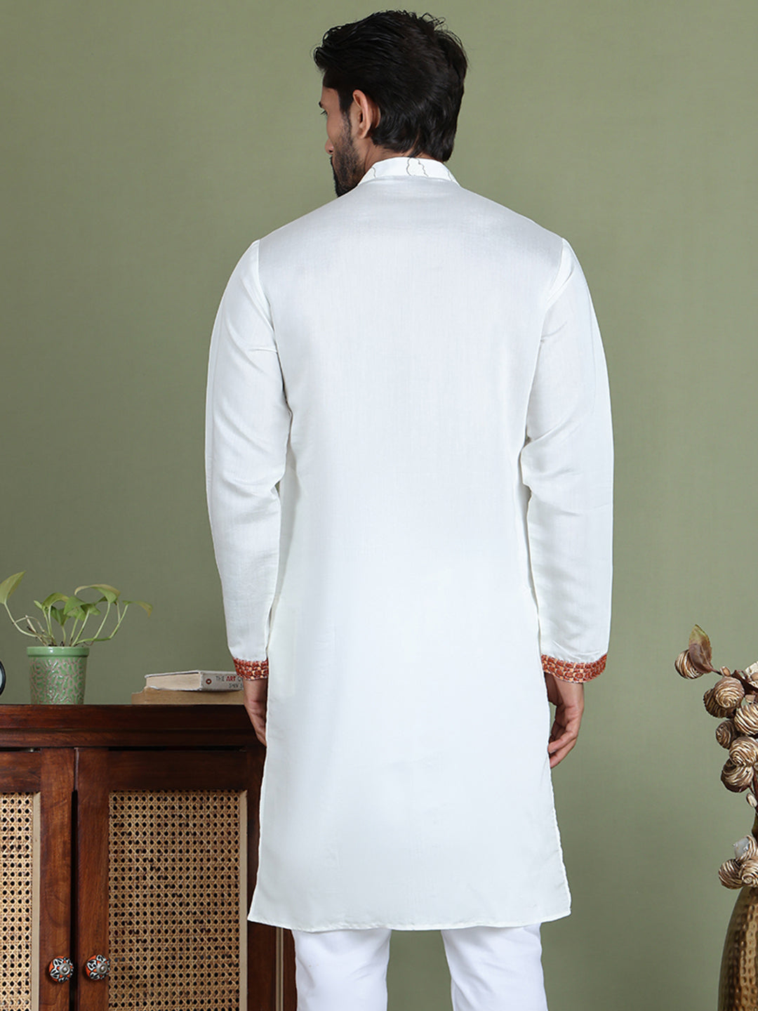Embroidered and Sequins Kurtas ( ko 5162White )