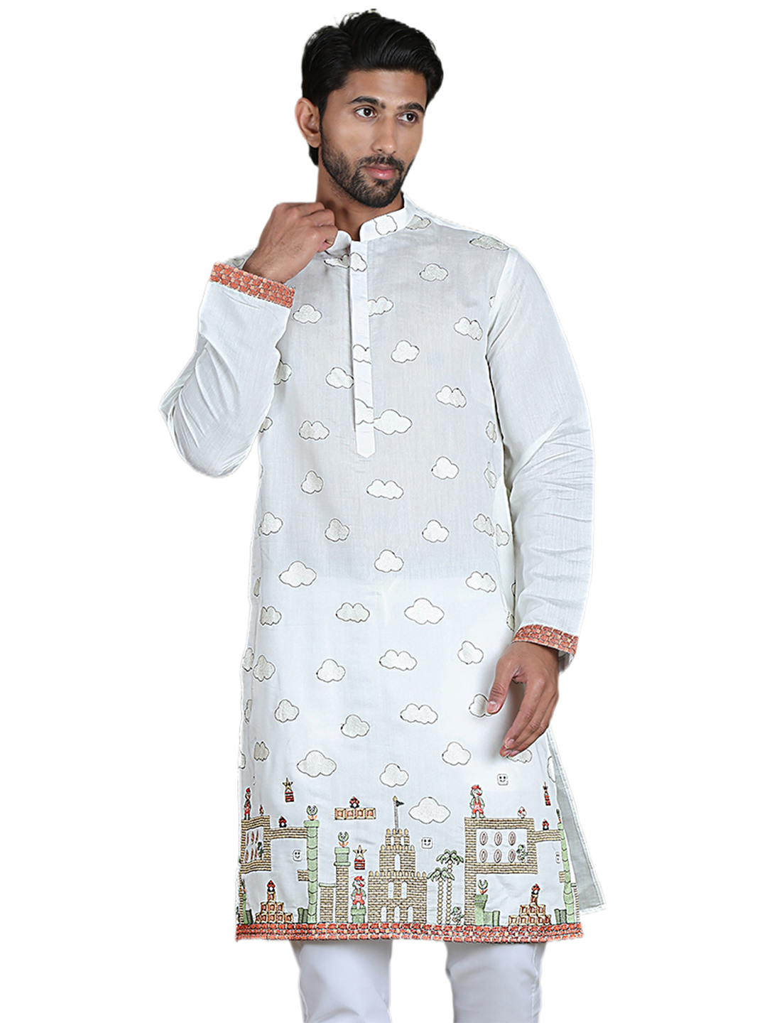 Embroidered and Sequins Kurtas ( ko 5162White )