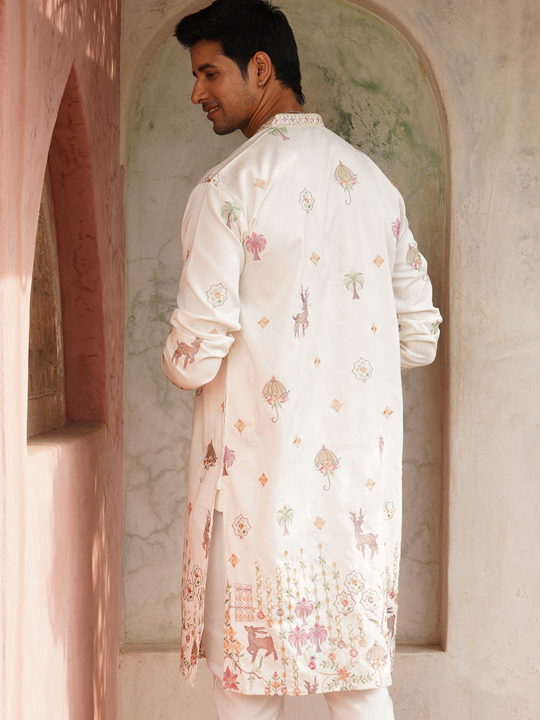 Floral Embroidered and Sequins Kurta Set ( JOKP P 5163White ) [FF] [C-13-14]