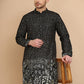 Embroidered and Sequins Silk Blend Kurtas ( KO 5169 Black )