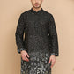 Embroidered and Sequins Silk Blend Kurtas ( KO 5169 Black )