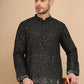 Embroidered and Sequins Silk Blend Kurtas ( KO 5169 Black )