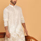 Embroidered and Sequins Silk Blend Kurtas. ( KO 5169 White )