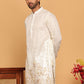 Embroidered and Sequins Silk Blend Kurtas. ( KO 5169 White )