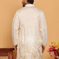 Embroidered and Sequins Silk Blend Kurtas. ( KO 5169 White )