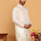 Embroidered and Sequins Silk Blend Kurtas. ( KO 5169 White )