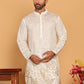 Embroidered and Sequins Silk Blend Kurtas. ( KO 5169 White )