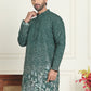 Embroidered and Sequins Silk Blend Kurtas. ( KO 5169 Olive )