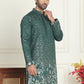 Embroidered and Sequins Silk Blend Kurtas. ( KO 5169 Olive )
