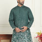 Embroidered and Sequins Silk Blend Kurtas. ( KO 5169 Olive )