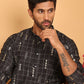 Foil Printed Straight Kurtas For Men ( KO 5170 Black )