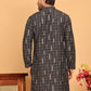 Foil Printed Straight Kurtas For Men ( KO 5170 Black )