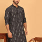 Foil Printed Straight Kurtas For Men ( KO 5170 Black )