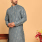 Foil Printed Straight Kurtas For Men ( KO 5170 Grey )