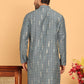 Foil Printed Straight Kurtas For Men ( KO 5170 Grey )