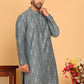 Foil Printed Straight Kurtas For Men ( KO 5170 Grey )
