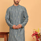 Foil Printed Straight Kurtas For Men ( KO 5170 Grey )