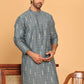 Foil Printed Straight Kurtas For Men ( KO 5170 Grey )