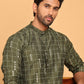 Foil Printed Straight Kurtas For Men ( KO 5170 Olive )