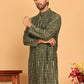 Foil Printed Straight Kurtas For Men ( KO 5170 Olive )