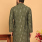Foil Printed Straight Kurtas For Men ( KO 5170 Olive )