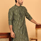 Foil Printed Straight Kurtas For Men ( KO 5170 Olive )