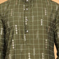 Foil Printed Straight Kurtas For Men ( KO 5170 Olive )