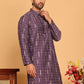 Foil Printed Straight Kurtas For Men ( KO 5170 Purple ) [FF] [I-1-4]