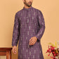 Foil Printed Straight Kurtas For Men ( KO 5170 Purple ) [FF] [I-1-4]