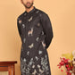 Embroidered Straight Kurtas For Men ( KO 5171 Black )