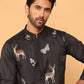 Embroidered Straight Kurtas For Men ( KO 5171 Black )