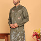 Embroidered Straight Kurtas For Men ( KO 5171 Olive )