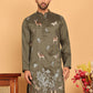 Embroidered Straight Kurtas For Men ( KO 5171 Olive )
