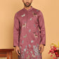 Embroidered Straight Kurtas For Men ( KO 5171 Purple )