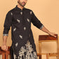 Black Embroidered Straight Kurtas For Men ( KO 5172 Black )