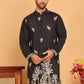 Black Embroidered Straight Kurtas For Men ( KO 5172 Black )