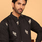 Black Embroidered Straight Kurtas For Men ( KO 5172 Black )