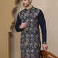 Embroidered Straight Kurtas for Men ( KO 5174 Navy )