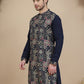 Embroidered Straight Kurtas for Men ( KO 5174 Navy )
