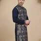 Embroidered Straight Kurtas for Men ( KO 5174 Navy )