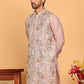 Embroidered Straight Kurtas For Men ( KO 5174 Peach )