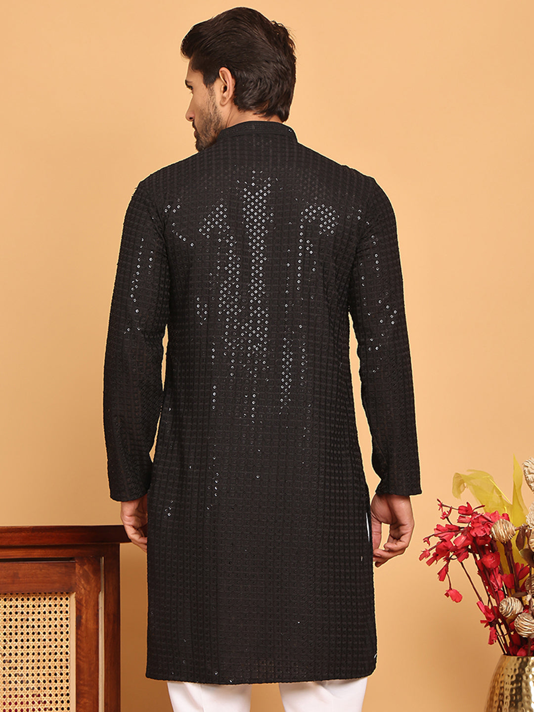 Embroidered & Sequence Kurtas for Men ( KO 5177 Black )