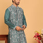 Embroidered Straight Kurtas For Men ( KO 5178 Green )