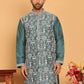 Embroidered Straight Kurtas For Men ( KO 5178 Green )
