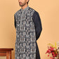 Embroidered Straight Kurtas For Men ( KO 5178 Navy )