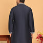 Embroidered Straight Kurtas For Men ( KO 5178 Navy )