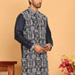 Embroidered Straight Kurtas For Men ( KO 5178 Navy )