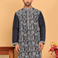 Embroidered Straight Kurtas For Men ( KO 5178 Navy )