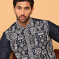 Embroidered Straight Kurtas For Men ( KO 5178 Navy )