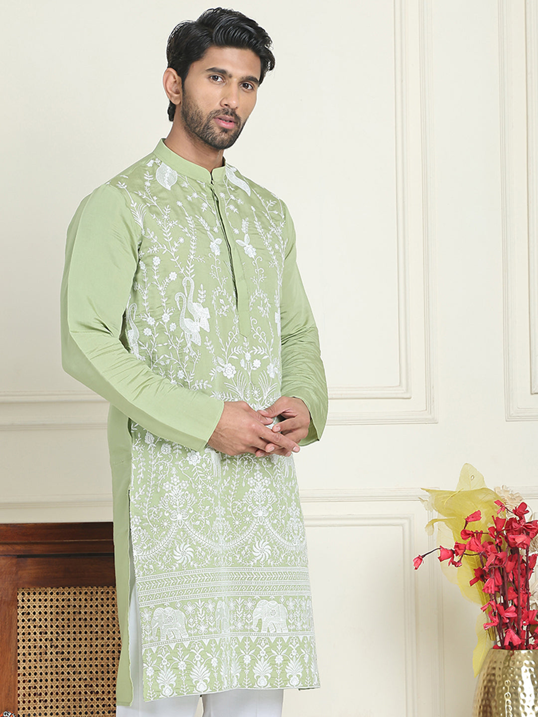 Embroidered Straight Kurtas. ( KO 5179 Pista )